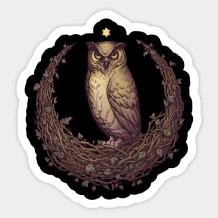 Owl Hedera Moon Sticker